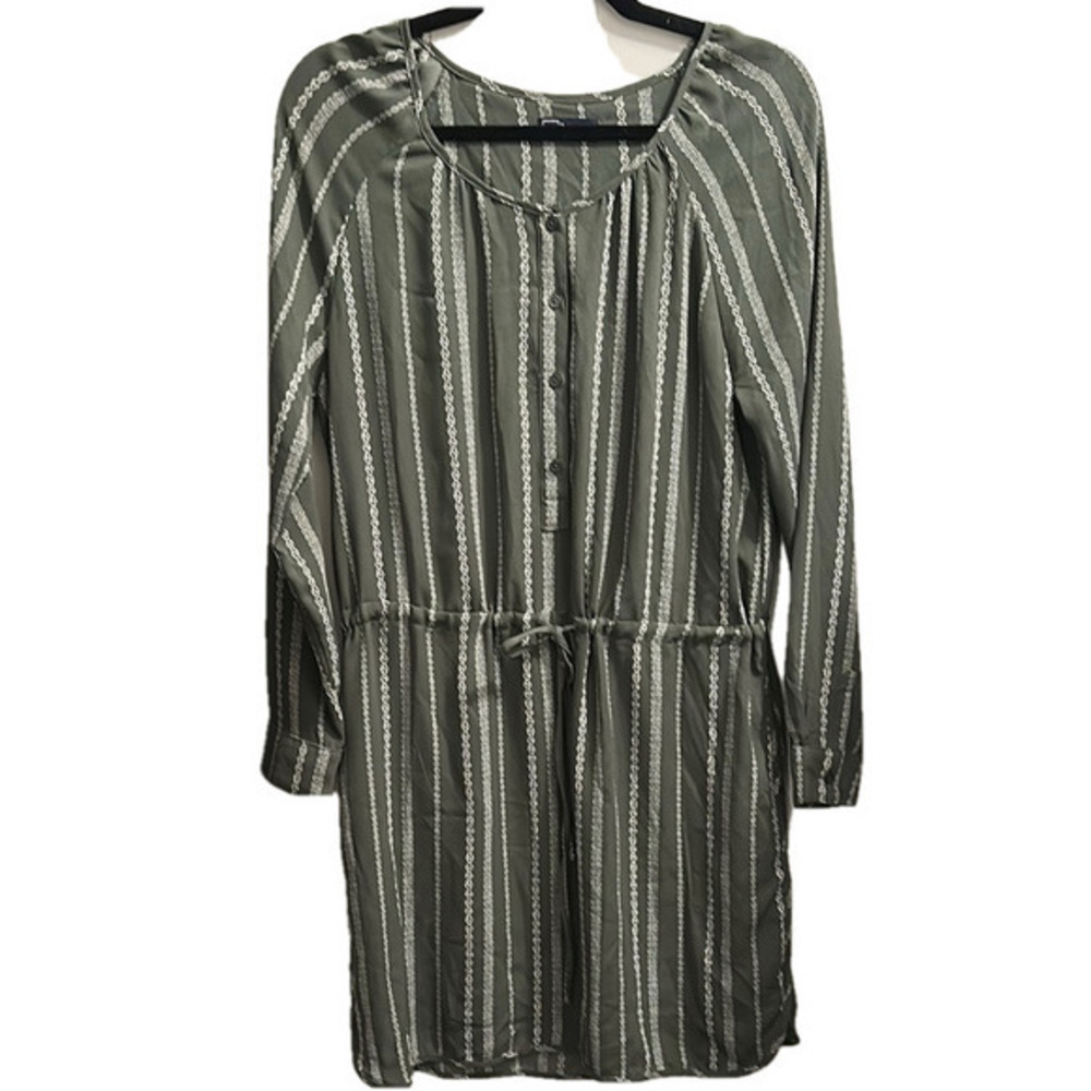 GAP Green and White Ruched Tie Front Sundress